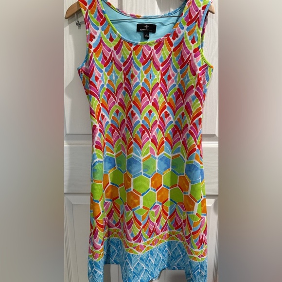 Ronni Nicole Multicolor Abstract Watercolor tile Shift Dress Travel Wrinkle Free - Picture 1 of 4